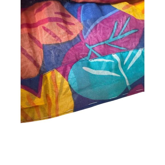 Vintage | Bright Floral V-Neck Sheer Dress | Size Small - Picture 8 of 9